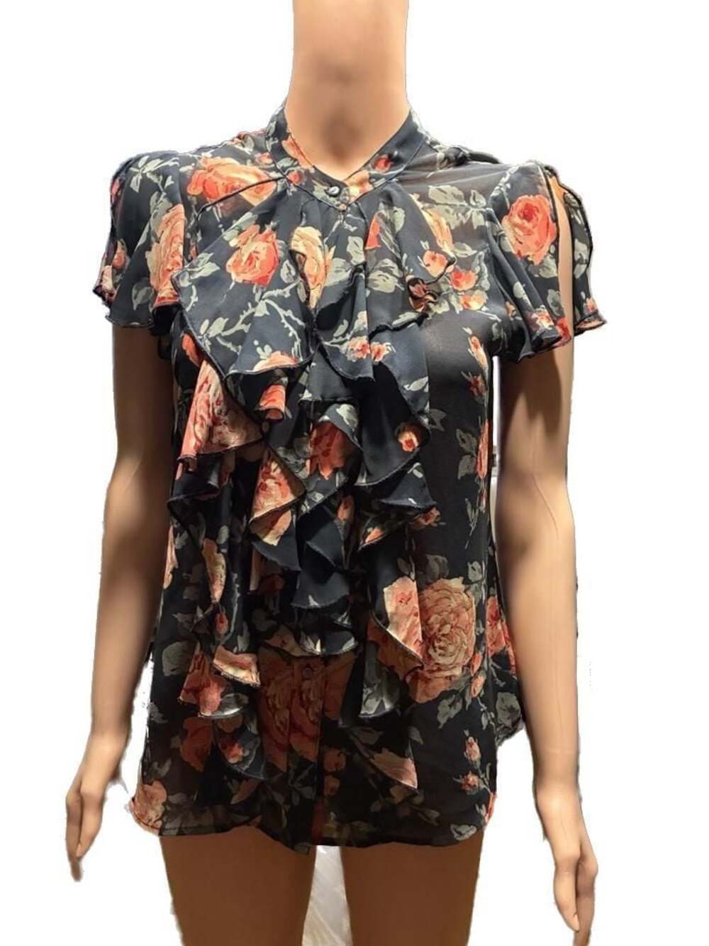 Converse One Star Floral Ruffle Blouse Size M
